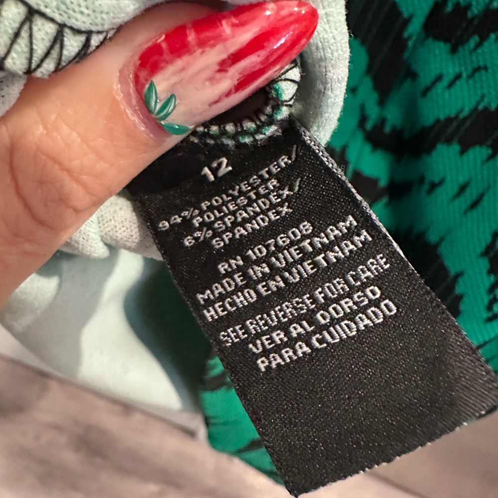 Karin Stevens Green & Black Zigzag Print Sleeveless Sheath Mini Dress Size 12 - Picture 5 of 7